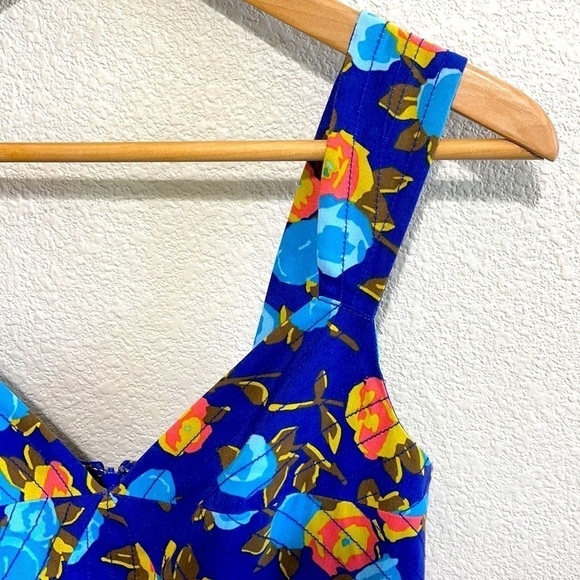 Tracy Reese- Blue & Orange Floral Print Dress - Picture 7 of 14